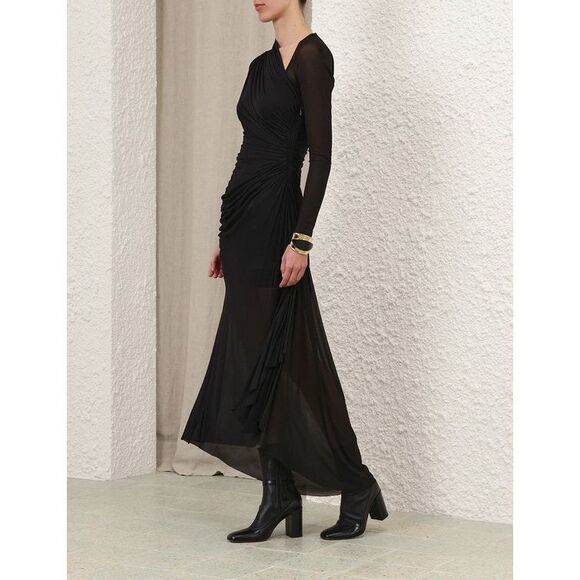 Zimmermann Black Sheer Midi Dress - Picture 2 of 13
